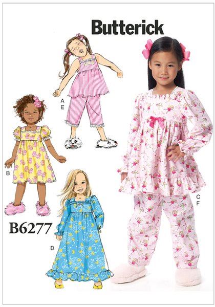 Wykrój Butterick na dziecięce piżamy w roz. 116-134 B6277-CL