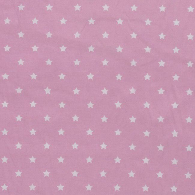 Tkanina bawełniana różowa z nadrukiem gwiazd 13102/013