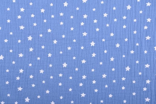 Muślin ciemnoniebieski z białymi gwiazdkami 13057/006