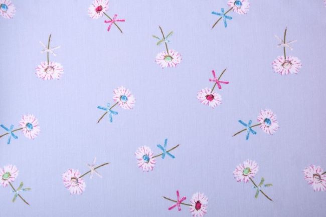 Tkanina bawełniana jasnoszara z kwiatami 11136/061