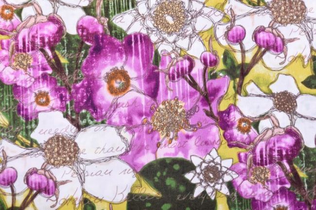 Amerykańska bawełna do patchworku z fioletowymi kwiatami 199PYOPM/44