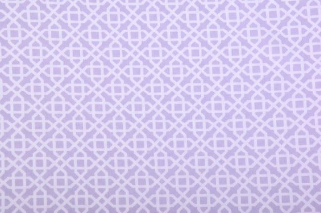 Bawełna elastyczna jasno fioletowa z białym geometrycznym nadrukiem 2065/061