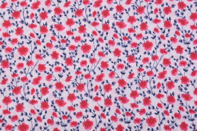 Popelina kremowa z drobnymi czerwonymi kwiatami KC0379-115