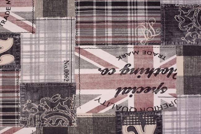 Tkanina dekoracyjna z motywem angielskich symboli 1111/069