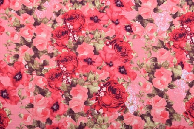 Amerykańska bawełna do patchworku ciemnoróżowa z nadrukiem róż 199PYOPM/32