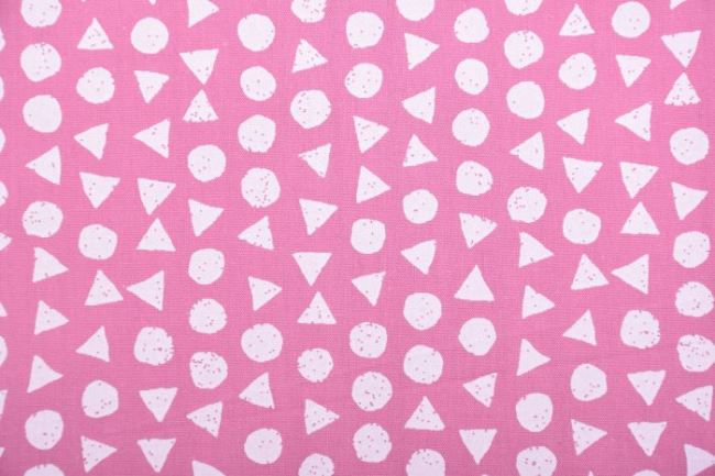 Tkanina bawełniana różowa z geometrycznym wzorem 11104/014
