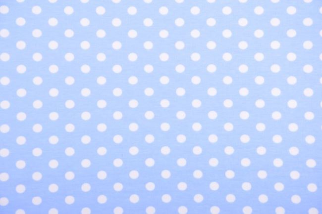 Dzianina bawełniana jasnoniebieska w białe groszki 07551/002
