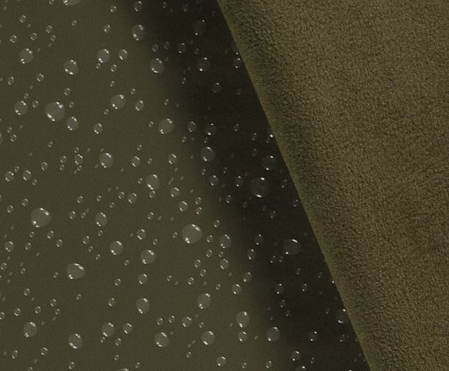 Softshell khaki z nadrukiem foliowych kropli deszczu 20449/027