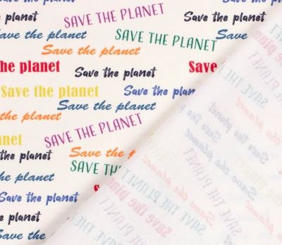 Dzianina French Terry w kremowym kolorze z nadrukiem Save the Planet 21869/051 (3)