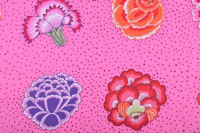 Amerykańska bawełna na patchwork z kolekcji Rowan różowa z kwiaty i kropki PWGP149.PINKX