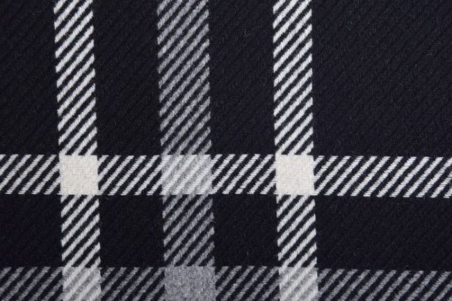 Tkanina płaszczowa z tkanym wzorem dużej kratki 90683/001