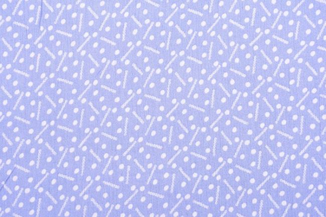 Tkanina wiskozowa niebieska z kropkami i kreskami 11432/003