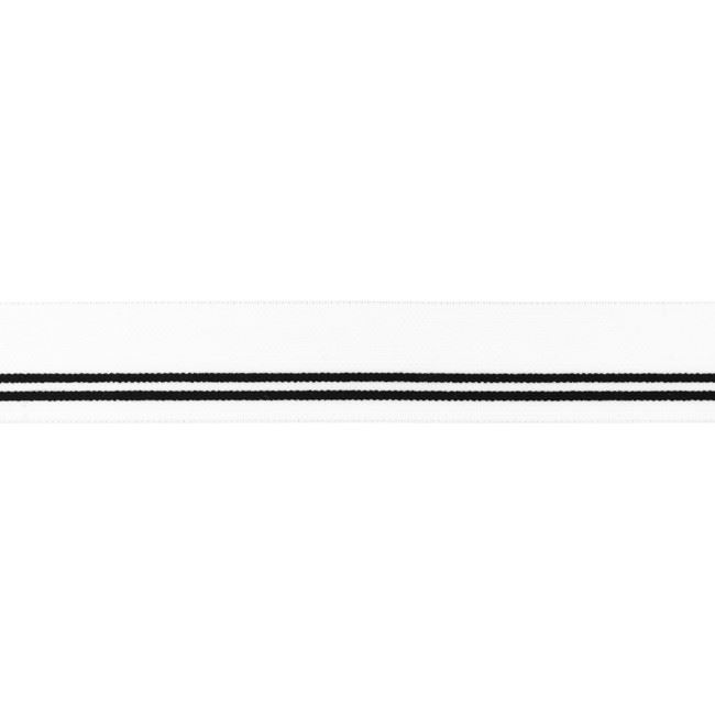 Sznurek do bielizny o szerokości 30 mm w kolorze białym z czarnym paskiem 453R-32188