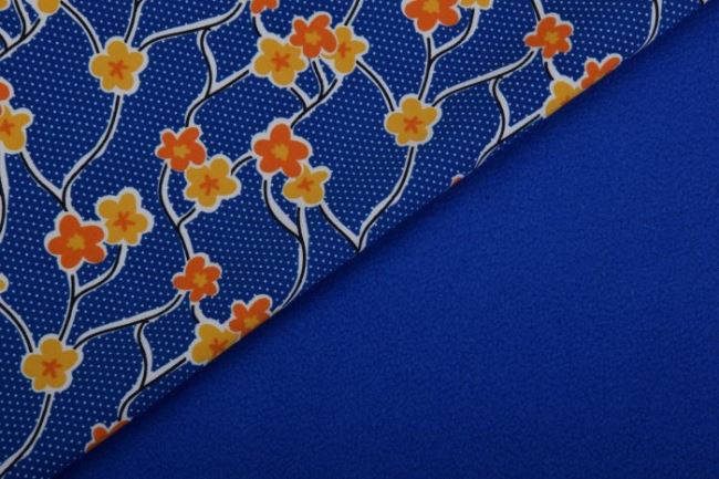 Softshell niebieski w kwiaty na gałązkach 2408/005