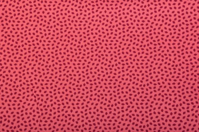 Tkanina bawełniana różowa w bordowe listki 128.746.3014