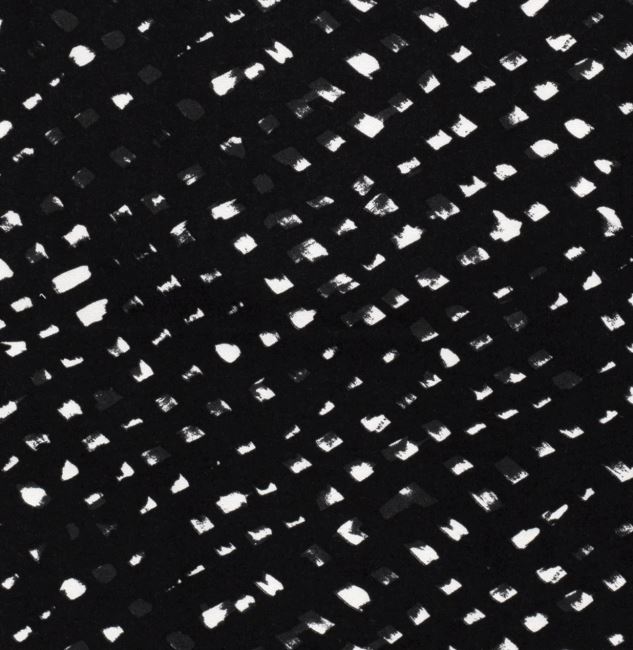 Czarna, rozciągliwa bawełna z geometrycznym nadrukiem 20078/069