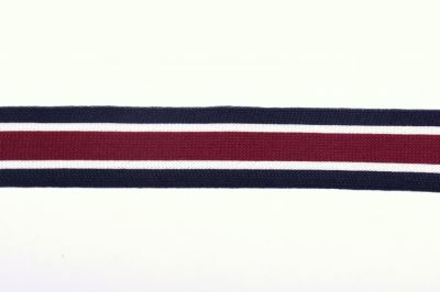 Lampas w granatowe, bordowe i czarne paski 32440