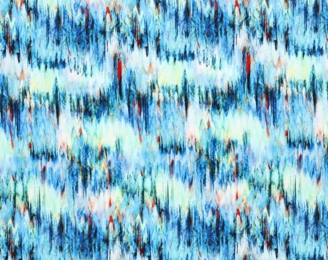Elastyczna tkanina wiskozowa niebieska z abstrakcyjnym nadrukiem 20666/655