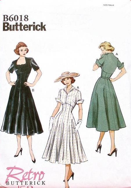 Wykrój Butterick na sukienki w stylu retro w roz. 36-44 B6018/A5