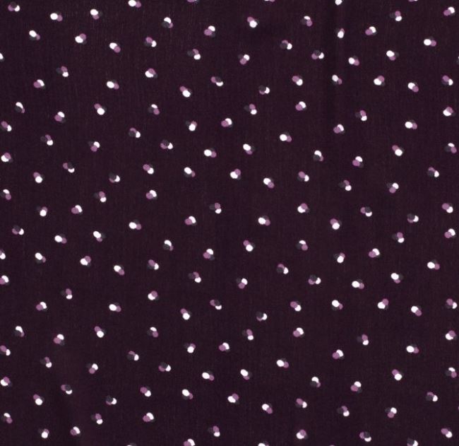 Tkanina wiskozowa ciemnofioletowa z kropkami 12378/044