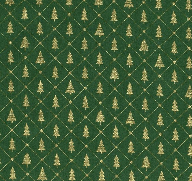 Świąteczna tkanina bawełniana zielona z nadrukiem choinek 20714/025