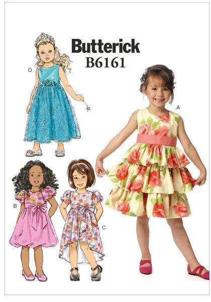Wykrój Butterick na dziecięce sukienki w roz. 92-116  B6161-CDD