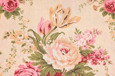 Amerykańska bawełna do patchworku beżowa z kwiatami 199PYOPM/125