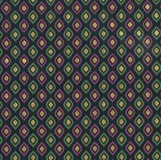 Świąteczna tkanina bawełniana zielona z ozdobnym nadrukiem 18716/028