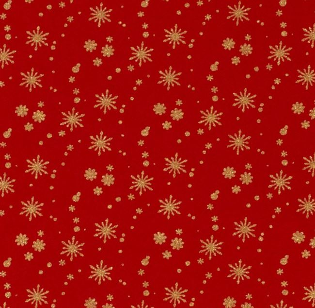 Świąteczna tkanina bawełniana czerwona z nadrukiem gwiazdek 20711/015