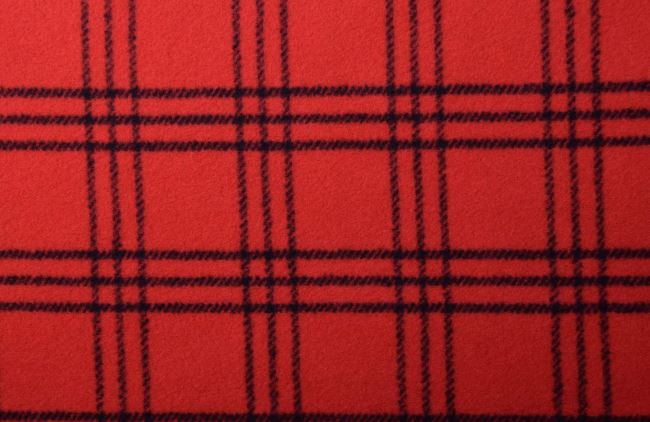 Tkanina płaszczowa czerwona wełniana ze wzorem kratki G862