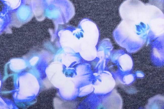Dzianina moher z cyfrowym nadrukiem orchidei PL04