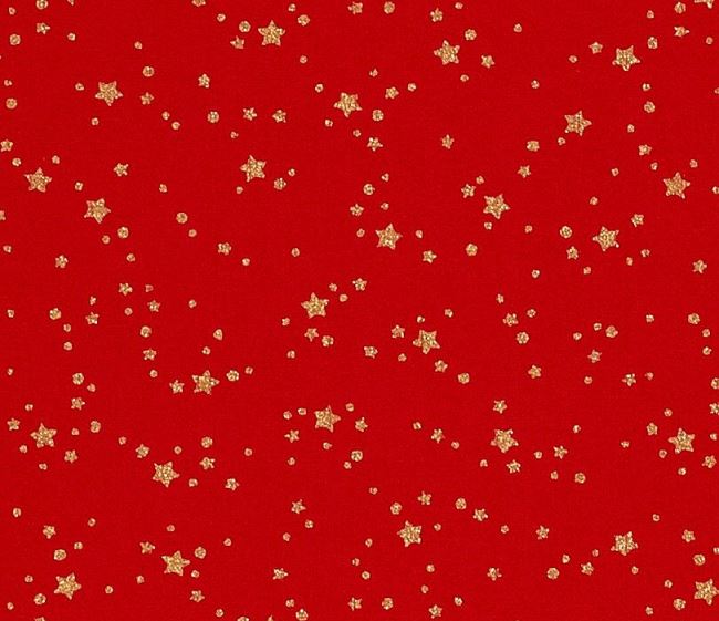 Świąteczna tkanina bawełniana czerwona z nadrukiem gwiazdek 20709/015