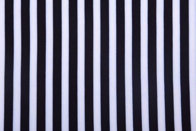 Tkanina wiskozowa w czarno-białe paski P1551