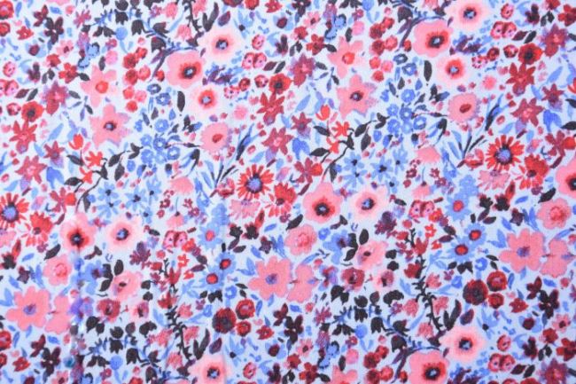 Tkanina wiskozowa jasnoniebieska z kwiatami 132.574/0003