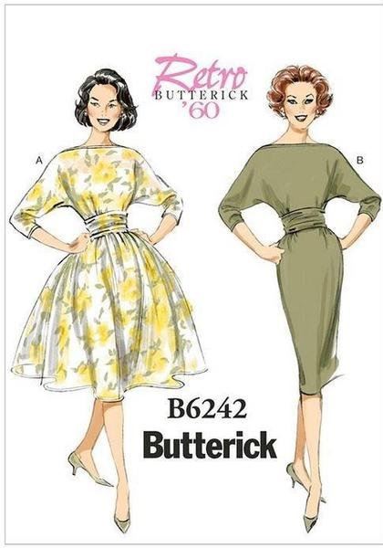 Wykrój Butterick na retro sukienki w roz 32-42 B6242-A5