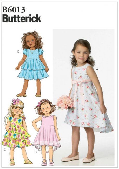 Wykrój Butterick na sukienki dla dziewczynki w roz. 122-134 B6013/CL
