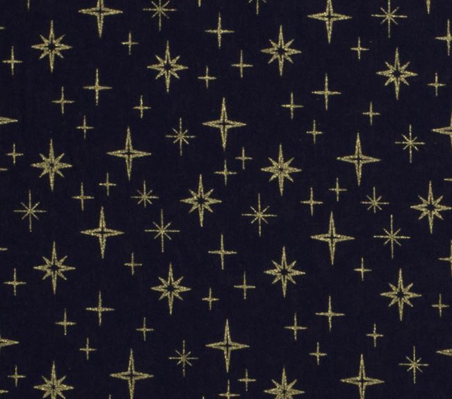 Świąteczna tkanina bawełniana granatowa z nadrukiem gwiazdek 20713/008