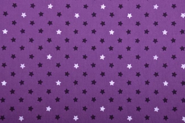 Tkanina bawełniana ciemnofioletowa z nadrukiem gwiazdek  12113/044