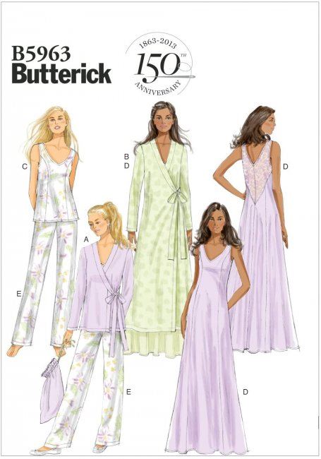 Wykrój Butterick na damską odzież do spania w roz. 40-48 B5963-E5