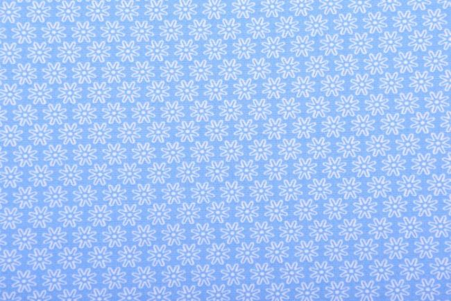 Tkanina bawełniana niebieska z nadrukiem białych kwiatków KC0072-305