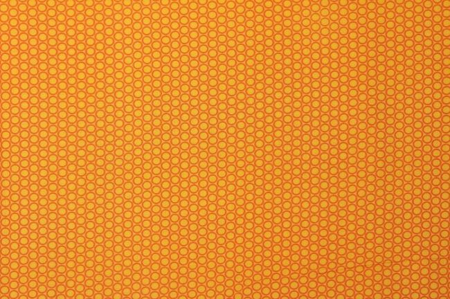 Bawełna żółta w pomarańczowe kółeczka 6507/035