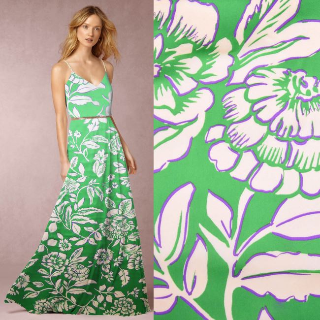 Bluzka/sukienka z połyskiem w kolorze zielonym z nadrukiem kwiatowym TF1016