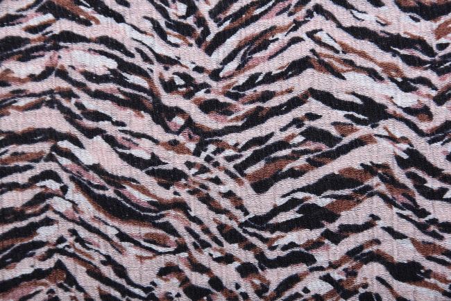 Tkanina wiskozowa w kolorze brązowym z abstrakcyjnym wzorem TQ1859-212C
