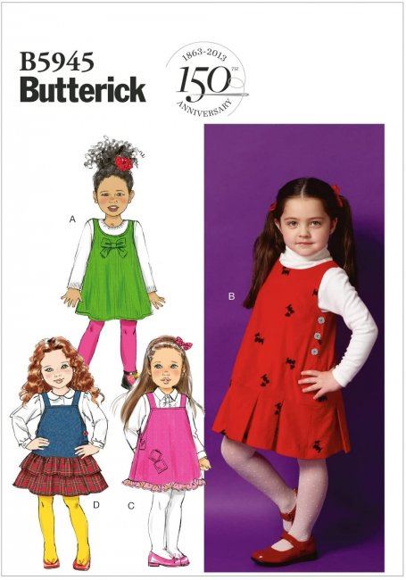 Wykrój Butterick na dziecięce sukienki w roz. 122-134 B5945-CL