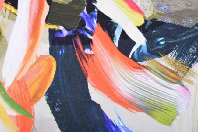 Dżersej wiskozowy z malowanym kolorowym wzorem 16806/213