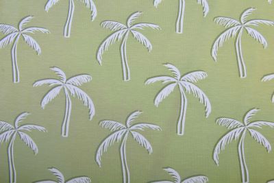 Dzianina bawełniana w kolorze zielonym z nadrukiem palm 23617/026 (1)