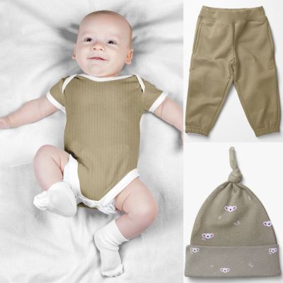 Żebrowana dzianina z kolekcji BABY oliwowa 18497/026 (2)