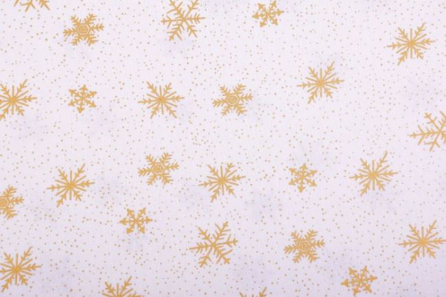 Bawełna świąteczna kremowa w złote płatki śniegu 122.351/1071