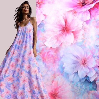 Sztuczny jedwab Silky z nadrukiem cyfrowym kwiatów SMT-SD1604A