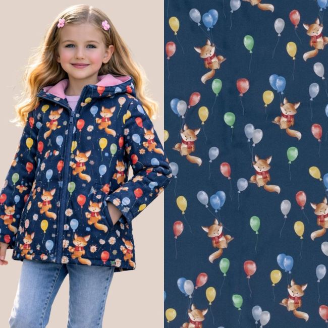 Softshell w kolorze granatowym z nadrukiem cyfrowym lisa z balonami 20400/008